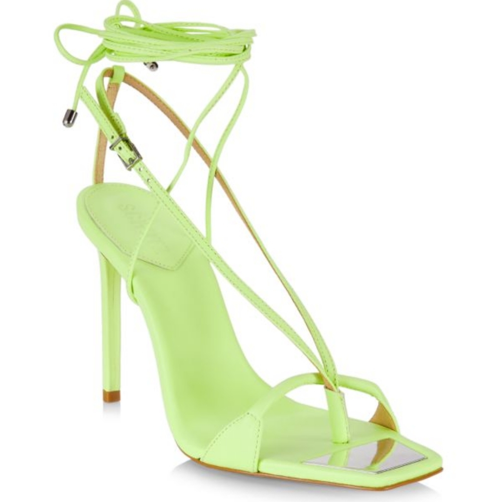 Schutz Vikki Heel Leather Strap Sandals